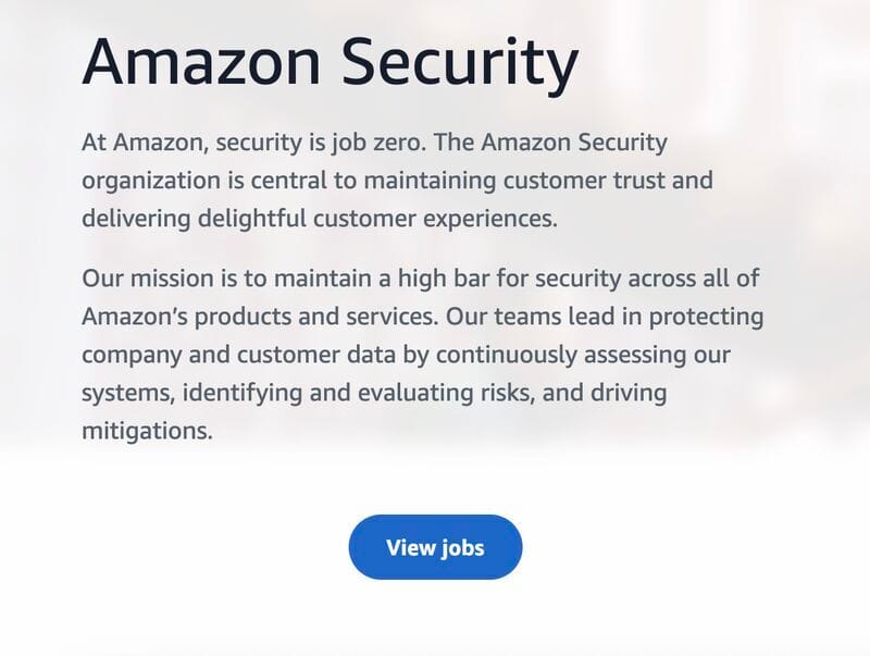"We're Not Just Hiring — We're Building the Future of Access at Scale." (Join the Amazon Security team where innovation meets impact.)